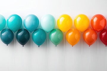 Colorful Balloons Against a White Wall