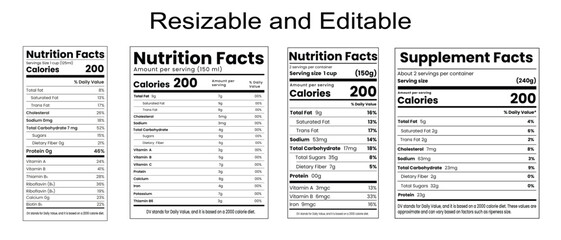 Nutrition facts template,nutrition list,information label,nutrition facts, food nutrition fact calculator vector design.