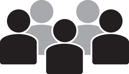 シンプルなピクトグラムの人物、5人