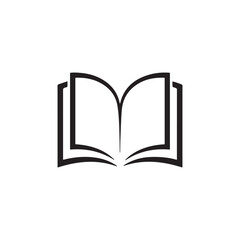 Minimalist Open Book Icon Isolated on White Background
