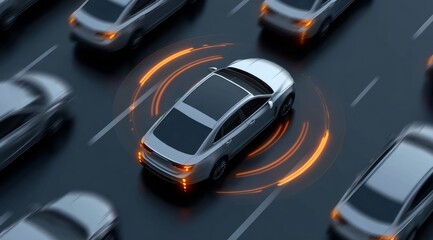 Autonomous Car with Sensor Signals on a Busy Road