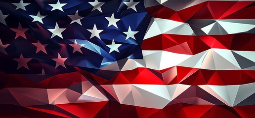 Fototapeta premium Abstract Geometric American Flag,Patriotic ,Artwork