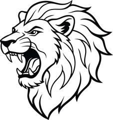 Lion head line art, lion head silhouette