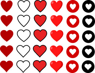 Heart Icons Set Vector Illustration Transparent Png for Love Branding Designs