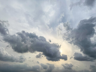 Sun Peeking From Behind Gray Clouds And Overcast Skies Full Frame
