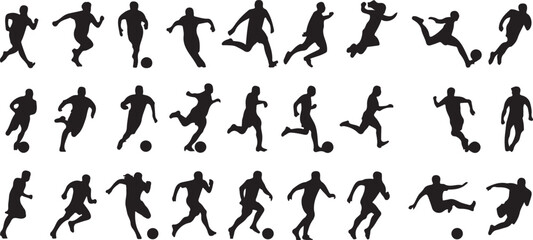 Collection of Soccer Player Silhouettes in Action