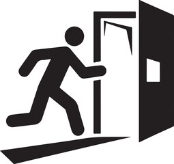 Simple Black Silhouette of Person Exiting Door