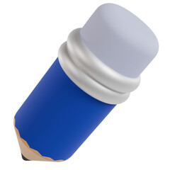 3D Blue Pencil with Eraser Tip