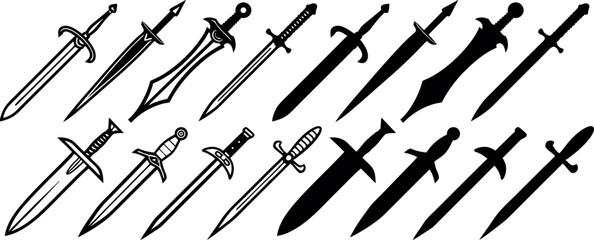 Naklejka premium Sword Silhouette Collection