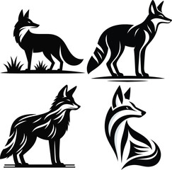 Jackal Silhouette Vector | Wild Canine Illustration | Black and White Jackal Art | Desert Animal Clipart