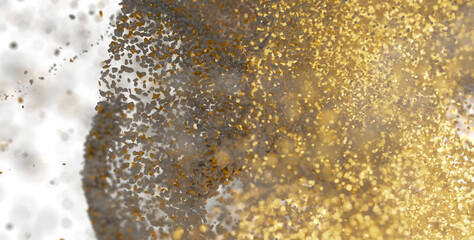Abstract background of swirling gold and gray particles. Perfect for luxury, technology, or energy concepts.