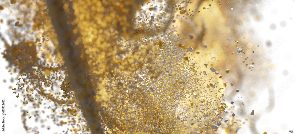 Leinwandbilder abstract background with gold and silver particles exploding. perfect for luxury, energy, or technol