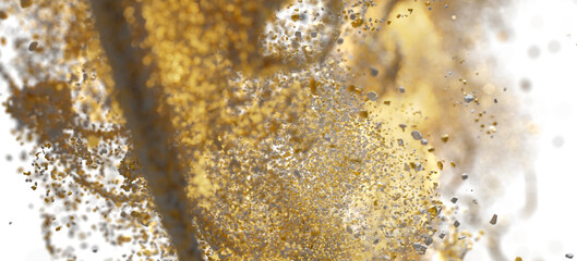 Abstract background with gold and silver particles exploding. Perfect for luxury, energy, or technology concepts.
