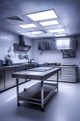 Modern stainless steel kitchen under bright lighting