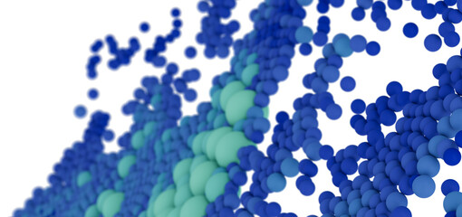 3D rendering of abstract blue and green spheres. Perfect for technology, science, or medical concepts.