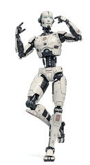 Agile android strikes a joyful pose