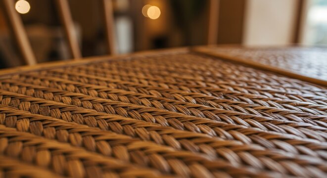 Woven Rattan Texture Close-Up, Natural Pattern Photography [Photo]