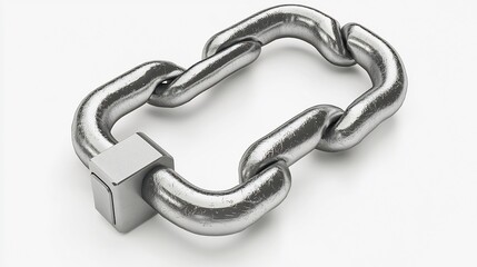 Obraz premium Isolated 3D render of chain lock with U bolt shackle coiled on seamless white background