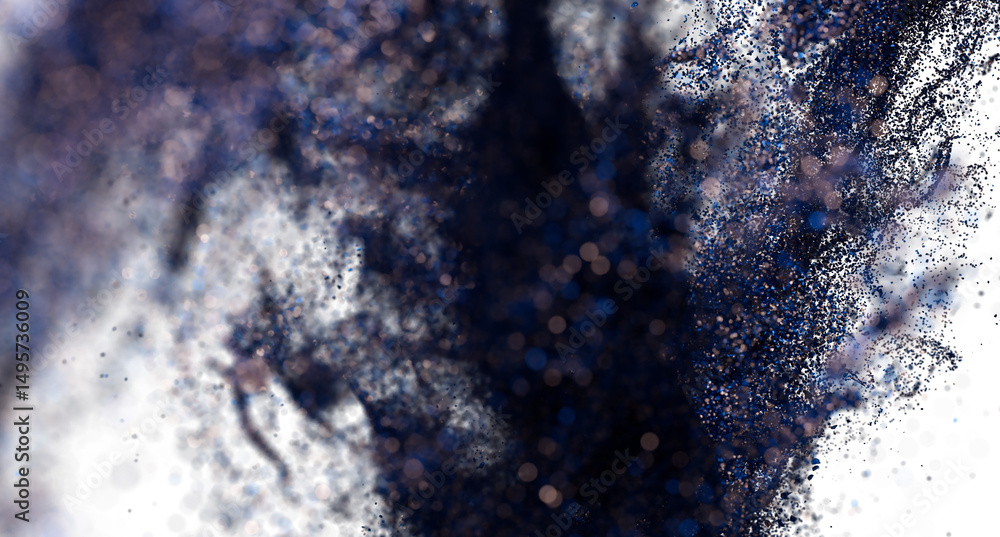 Aufkleber Dramatic dark blue particles explode, creating an abstract, high-resolution background.