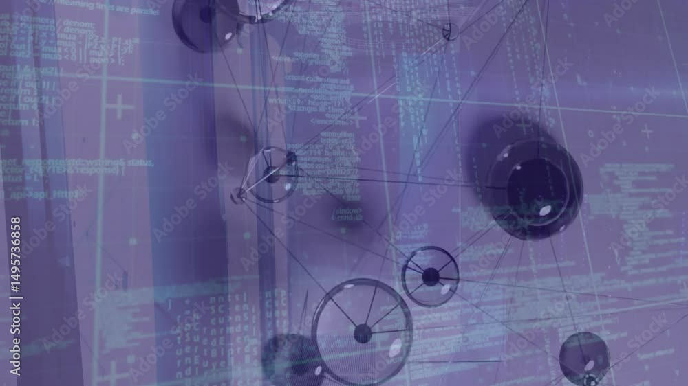 Poster on code overlay appearing, translucent nodes rotating and drifting outward, visualizing data flow