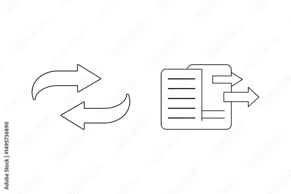 Poster abstract illustration representing data transfer and exchange between documents and two-way communic