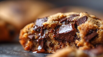 Delicious Melted Chocolate Chip Cookie Close-Up