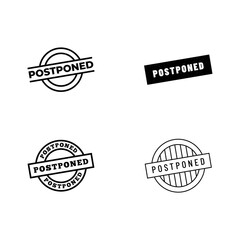 Obraz premium Set of Postponed stamp symbol, label sticker sign button, text banner illustration.
