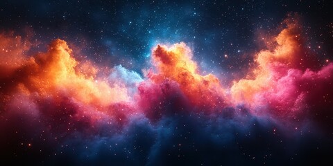 Fototapeta premium Colorful cosmic clouds illuminate the night sky in a spectacular display of interstellar wonder