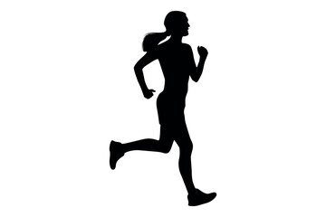 Vector art of Silhouette of a woman running isolated on white background