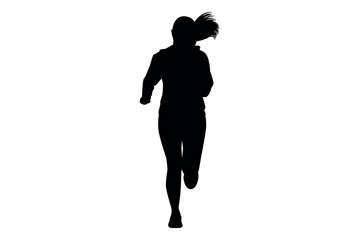 Vector art of Silhouette of a woman running isolated on white background