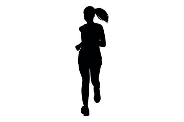 Vector art of Silhouette of a woman running isolated on white background