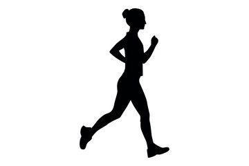 Vector art of Silhouette of woman running isolated on transparent background