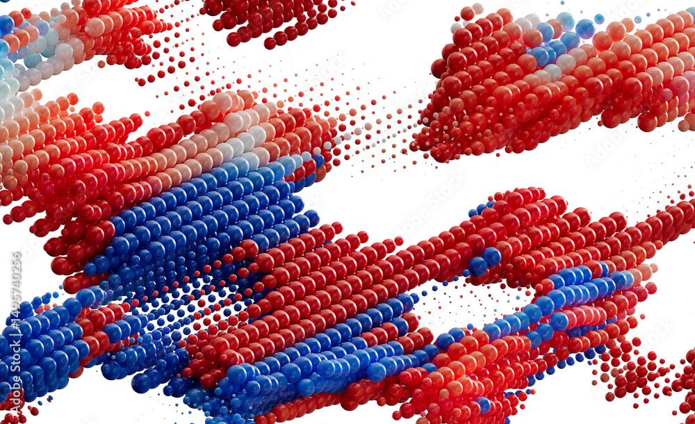 Poster abstract 3d red blue white sphere pattern background