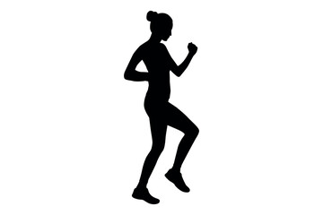 Vector art of Silhouette of a woman running isolated on white background