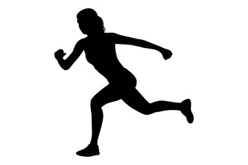 Vector art of Silhouette of a woman running isolated on white background