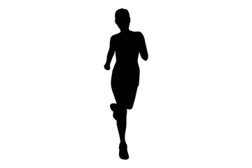Vector art of Silhouette of a woman running isolated on white background