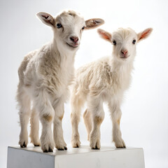 baby goat on white background