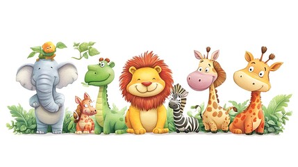 可愛い動物たちのイラスト サファリ