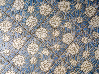 Floral, vintage, seamless pattern, classic, floor or tile combination of blue and white