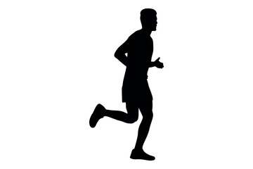 Vector art of Silhouette of a man running isolated on white background