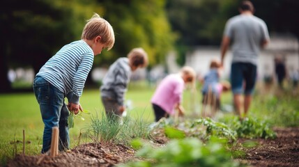 Children Gardening Together: Sustainable Living, Family, and Healthy Lifestyle