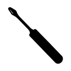 Single black silhouette of a screwdriver on a plain white background