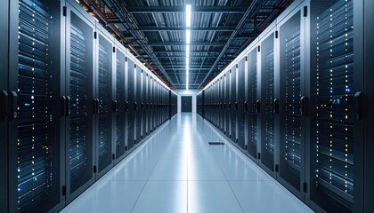 Fototapeta premium server room with blue light