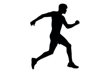 Vector art of Silhouette of a man running isolated on white background