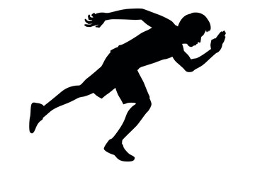 Vector art of Silhouette of a runner sprinting isolated on white background
