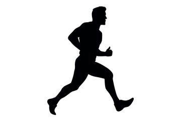 Vector art of Silhouette of a muscular man running isolated on white background
