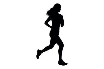 Vector art of Silhouette of a woman running isolated on white background