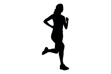 Vector art of Silhouette of a woman running isolated on white background