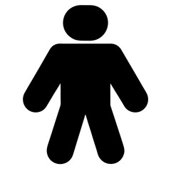 Simple Black Pictogram Silhouette of a Person Standing Upright on White