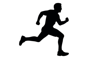 Vector art of Silhouette of a man running isolated on white background